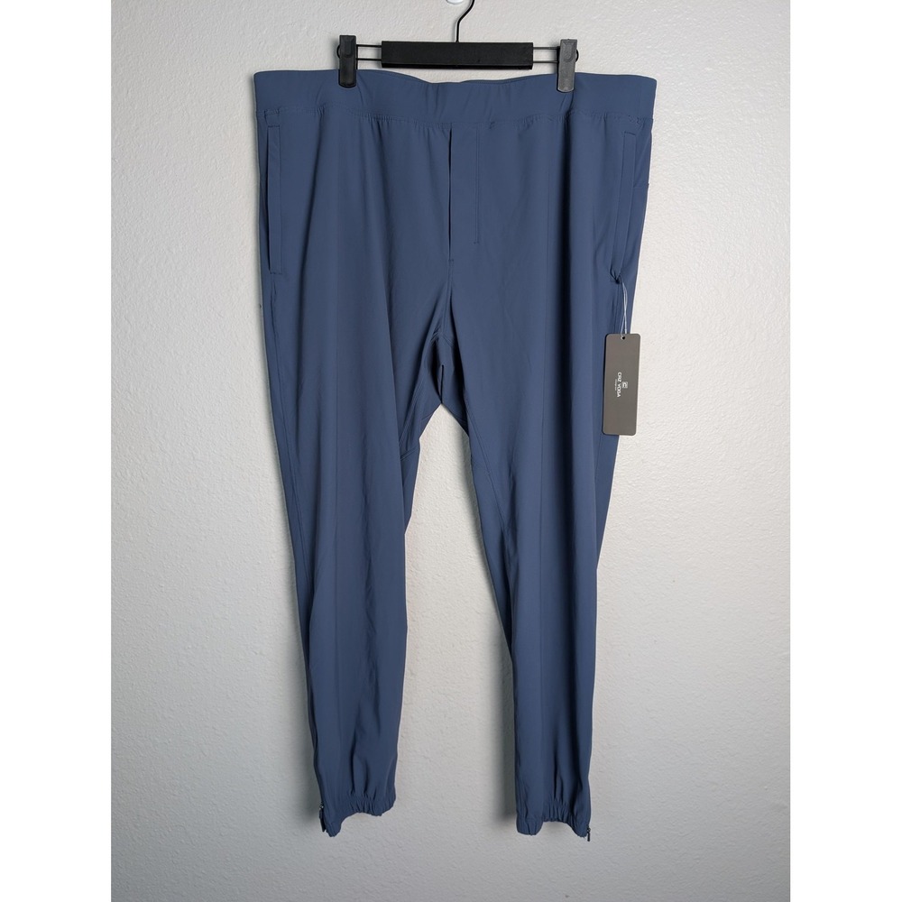 NWT CRZ YOGA‎ Pants Mens 2XL Blue Jogger Elastic Waist Zip Pockets Stretch